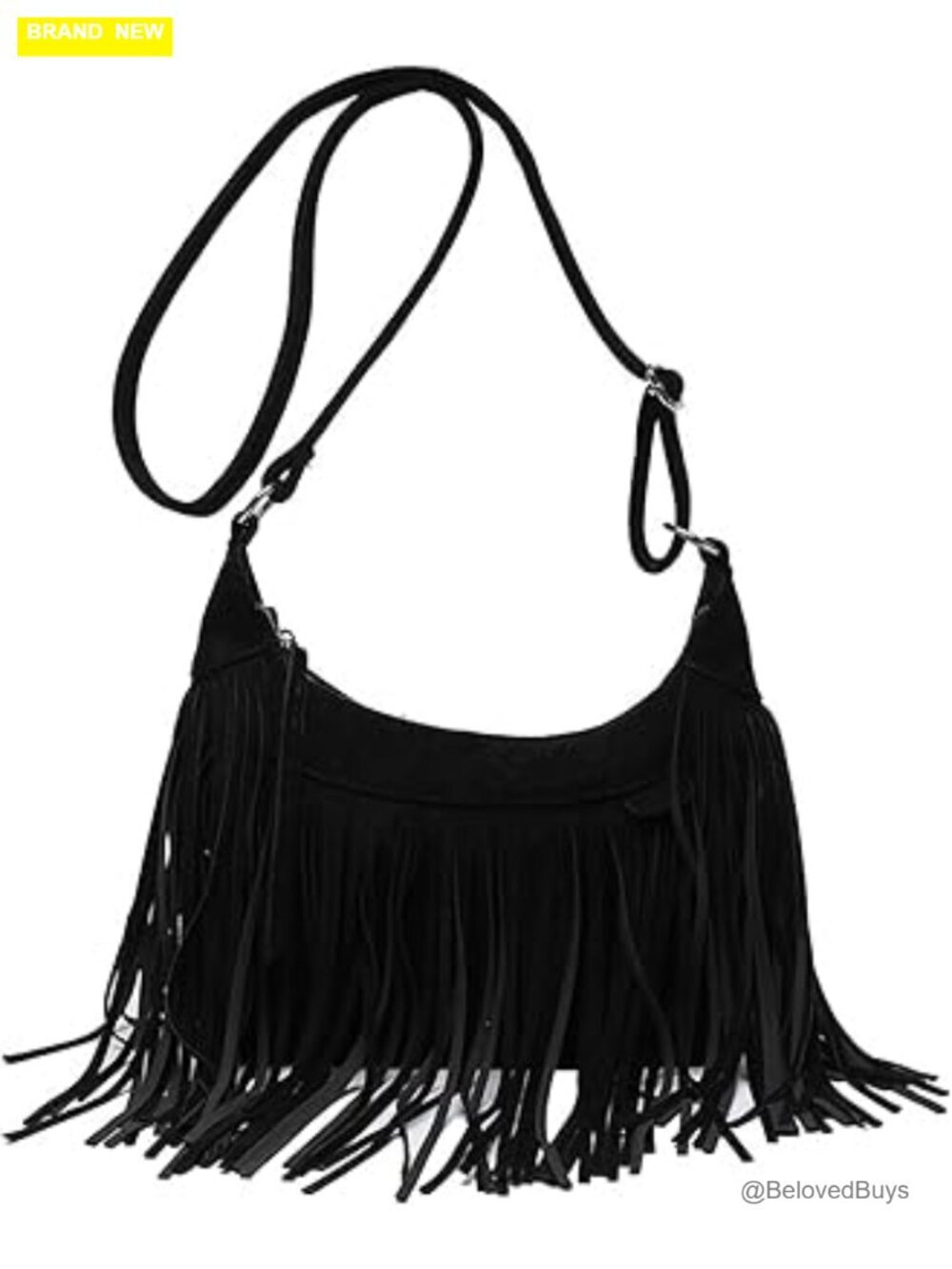 Vintage Fringe Suede Shoulder Bag with Tassel Crossbody Messenger Hippie Purse